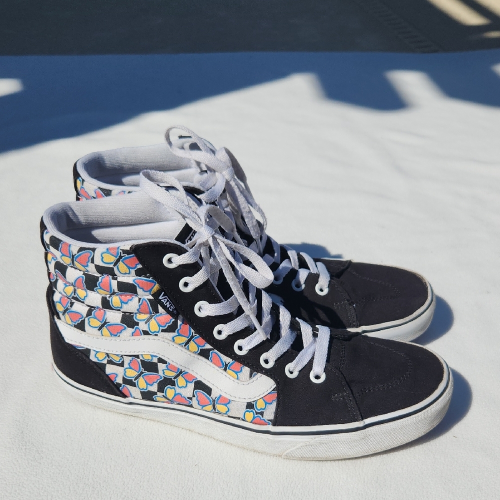 Vans Ward Hi Butterfly Checkerboard Sneakers - Women’s 10